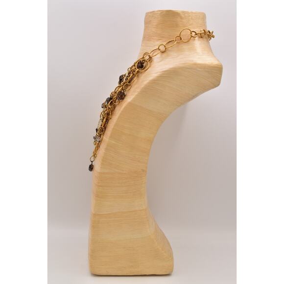 Kara Ross Vintage Collar Bib Statement Necklace Brushed Gold Nugget Signed BinBL - Picture 11 of 12